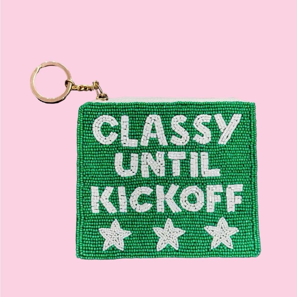 CAMEL THREADS GREEN/WHITE CLASSY UNTIL KICKOFF Coin Purse/Key Chain NEW